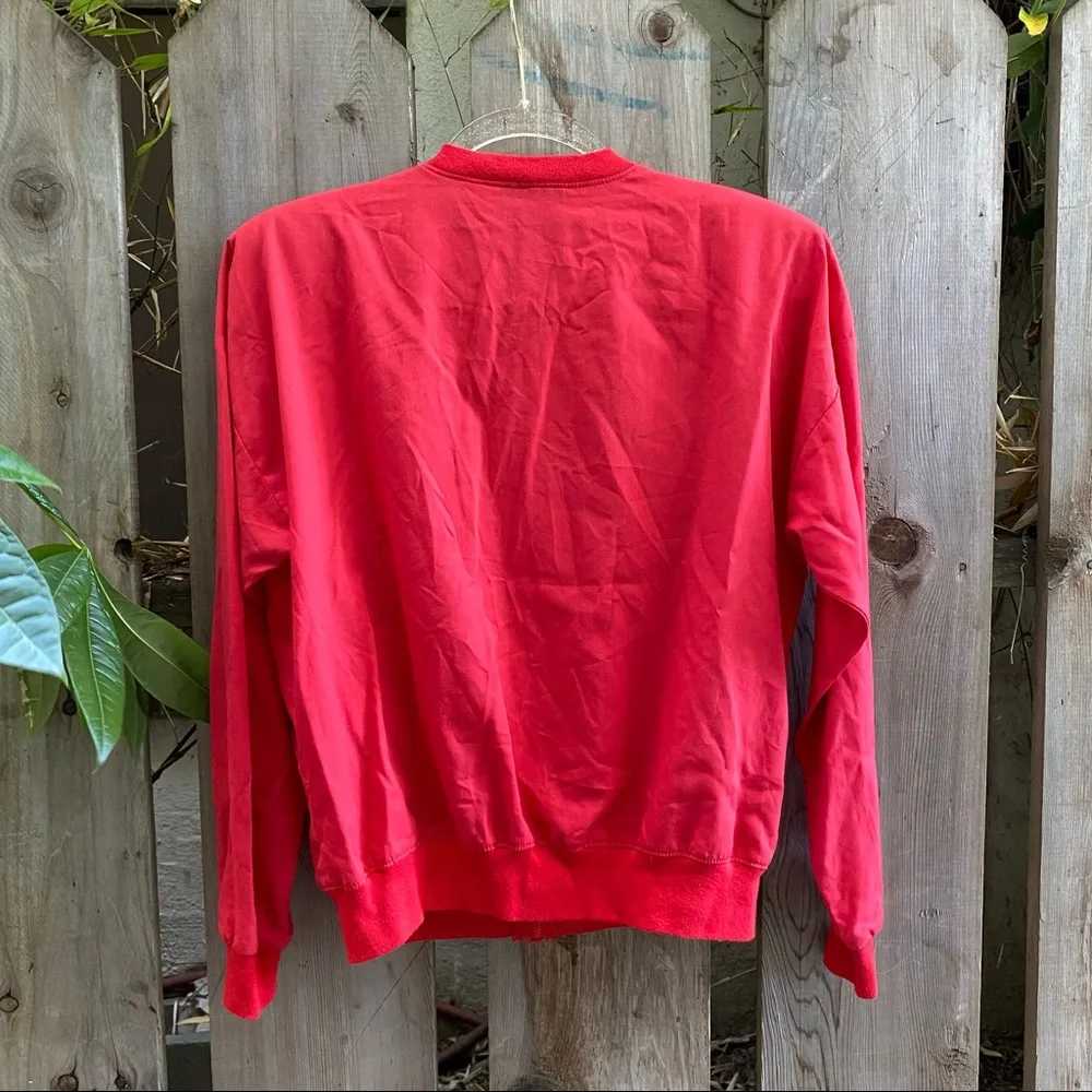 80s/90s vintage Stranger Things red zipper jacket windbreaker coat lightweight M - Picture 3 of 6